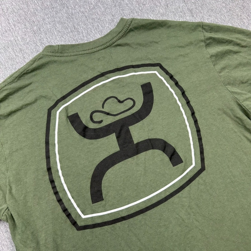 Hooey Short Sleeve Tshirt Green Mens Medium Western Cowboy Print Cotton